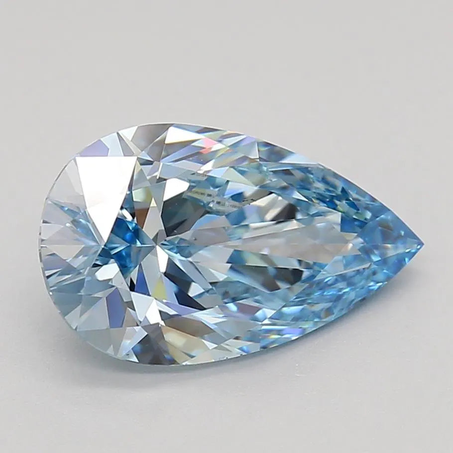 2.75ct Pear Lab Grown Diamond (Colour Fancy Vivid Blue, Clarity VS2, IGI Certified)