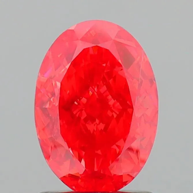 1.62ct Oval Lab Grown Diamond (Colour Fancy Vivid Red, Clarity VS2, IGI Certified)