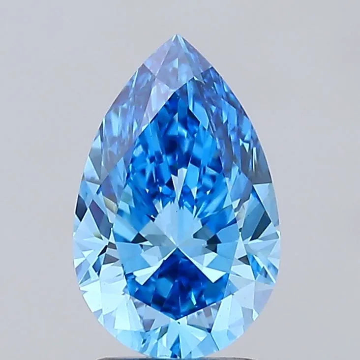 2.01ct Pear Lab Grown Diamond (Colour Fancy Vivid Blue, Clarity VS1, IGI Certified)
