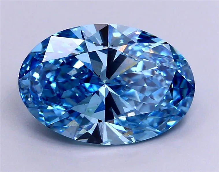 3.71ct Oval Lab Grown Diamond (Colour Fancy Vivid Blue, Clarity