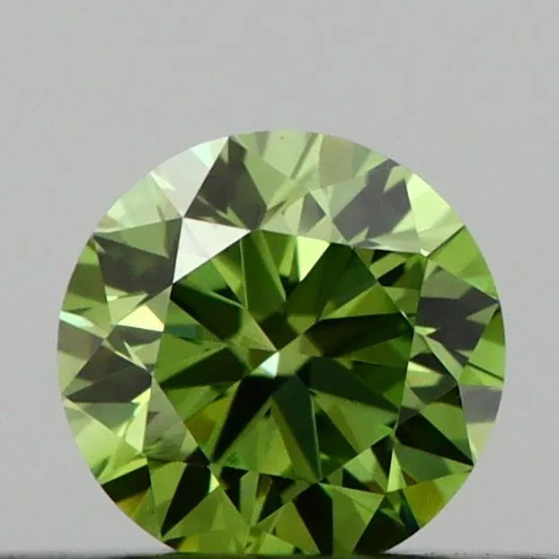 0.21ct Round Lab Grown Diamond (Colour Fancy Vivid Green, Clarity VVS2, Cut EX, IGI Certified)