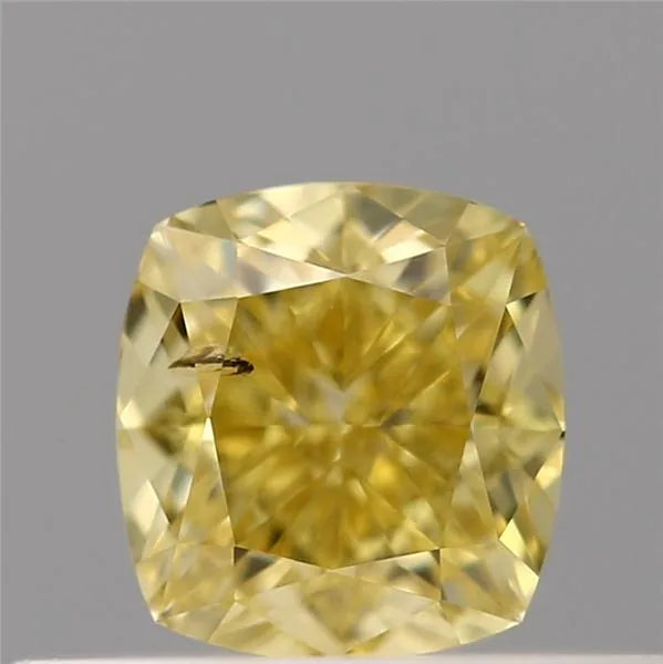 0.34ct Cushion modified Natural Diamond (Colour Fancy Intense Yellow, Clarity SI2, GIA Certified)