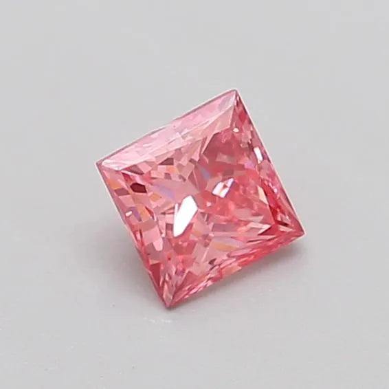 0.35ct Princess Lab Grown Diamond (Colour Fancy Vivid Pink, Clarity SI2, IGI Certified)