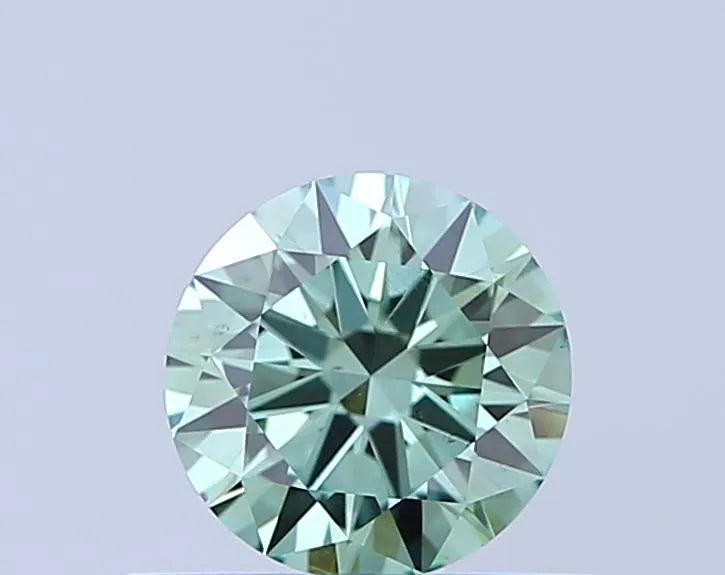 0.44ct Round Lab Grown Diamond (Colour Fancy Vivid Green, Clarity VS2, Cut EX, IGI Certified)