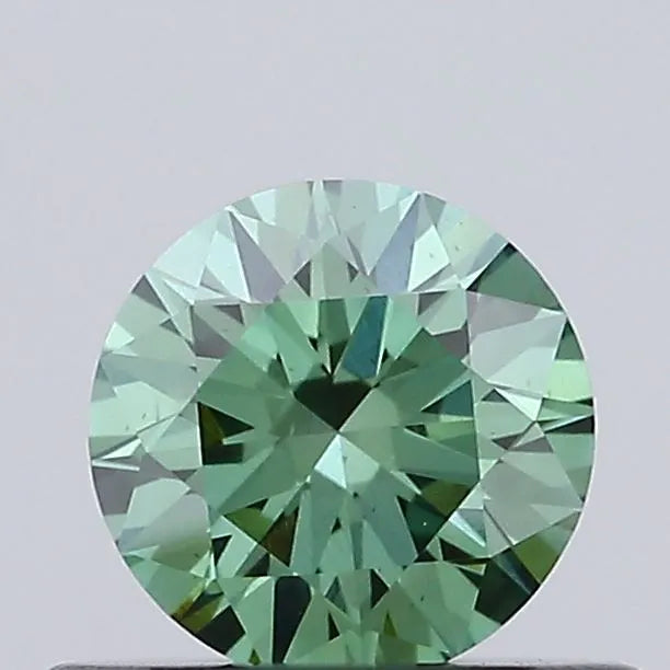0.45ct Round Lab Grown Diamond (Colour Fancy Vivid Green, Clarity VS2, Cut EX, IGI Certified)