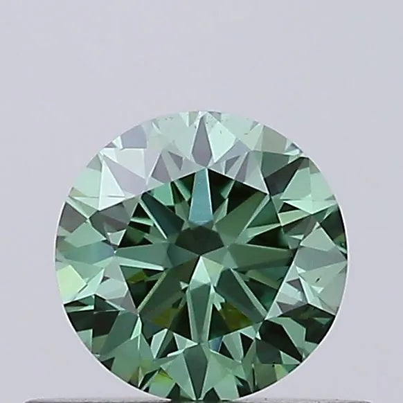 0.46ct Round Lab Grown Diamond (Colour Fancy Vivid Green, Clarity VS2, Cut VG, IGI Certified)