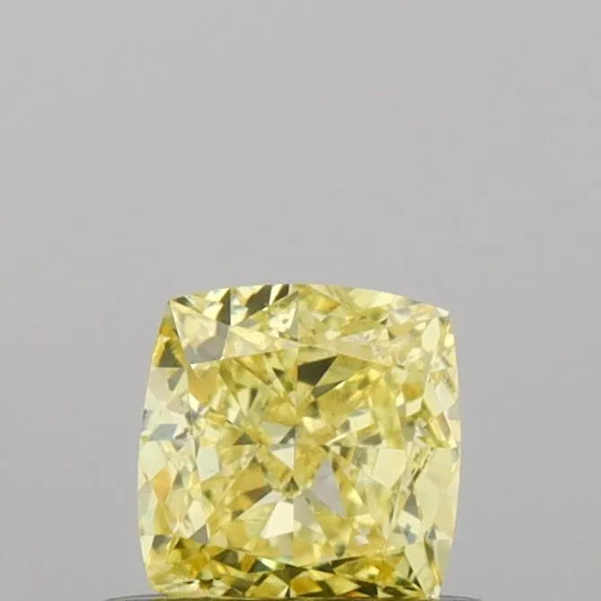 0.48ct Cushion modified Lab Grown Diamond (Colour Fancy Vivid Yellow, Clarity SI2, IGI Certified)
