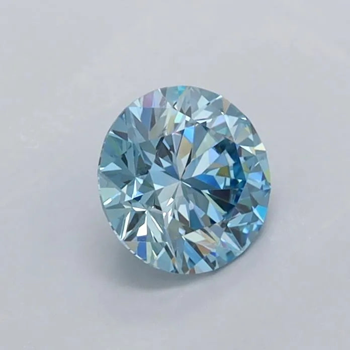 0.51ct Round Lab Grown Diamond (Colour Fancy Vivid Blue, Clarity VVS2, Cut ID, IGI Certified)
