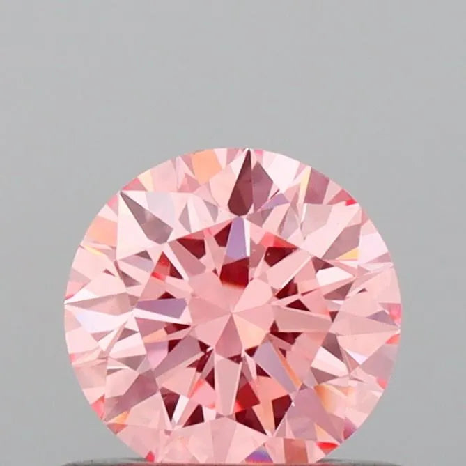 0.52ct Round Lab Grown Diamond (Colour Fancy Vivid Pink, Clarity VVS2, Cut ID, IGI Certified)