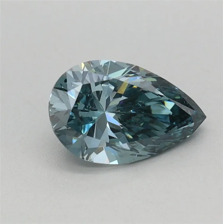 0.58ct Pear Lab Grown Diamond (Colour Fancy Vivid Greenish Blue, Clarity VVS2, IGI Certified)