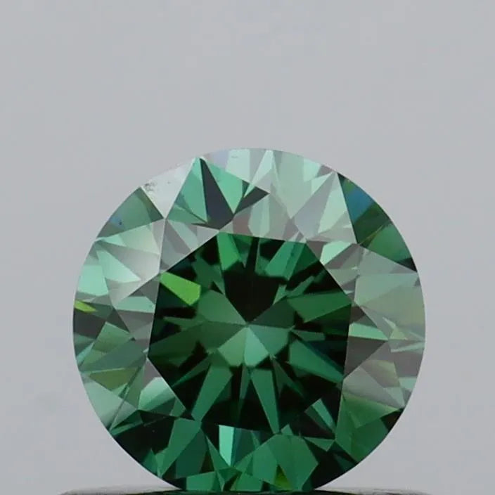 0.59ct Round Lab Grown Diamond (Colour Fancy Vivid Green, Clarity VS2, Cut ID, IGI Certified)