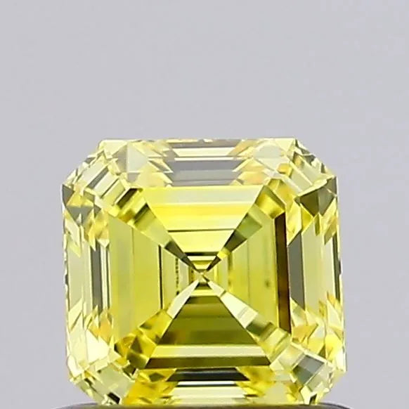 0.61ct Asscher Lab Grown Diamond (Colour Fancy Vivid Yellow, Clarity VVS2, IGI Certified)