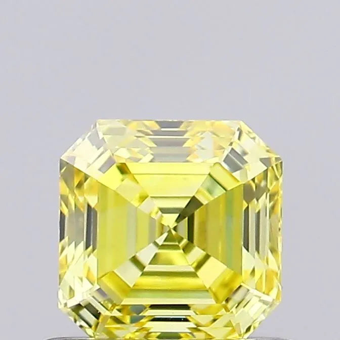 0.61ct Asscher Lab Grown Diamond (Colour Fancy Vivid Yellow, Clarity VVS2, IGI Certified)