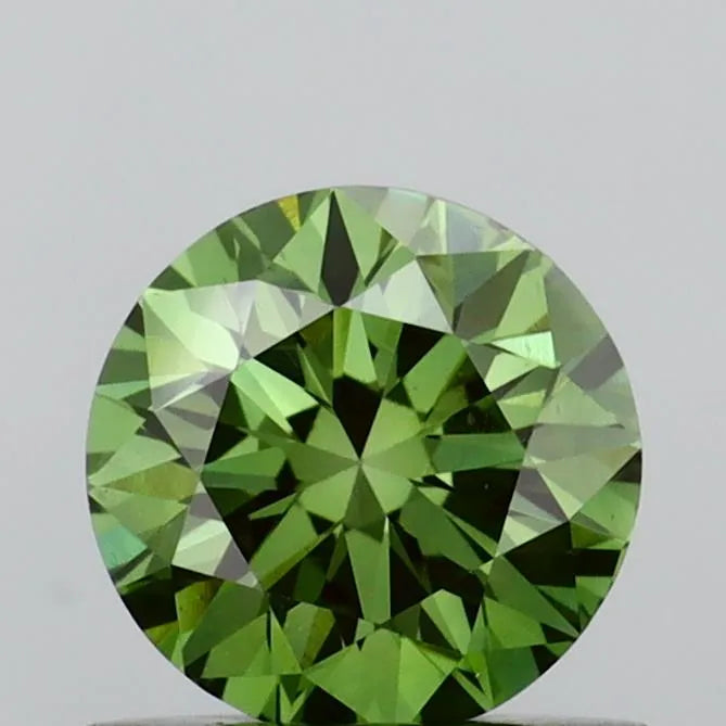 0.63ct Round Lab Grown Diamond (Colour Fancy Vivid Green, Clarity VS1, Cut VG, IGI Certified)
