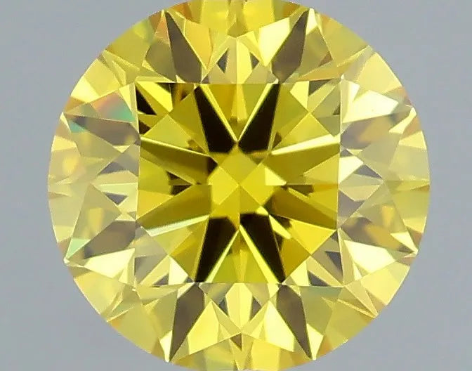 0.64ct Round Lab Grown Diamond (Colour Fancy Vivid Yellow, Clarity VVS2, Cut ID, IGI Certified)