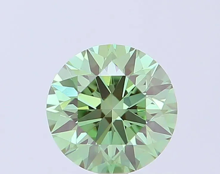 0.70ct Round Lab Grown Diamond (Colour Fancy Vivid Green, Clarity VVS2, Cut EX, IGI Certified)
