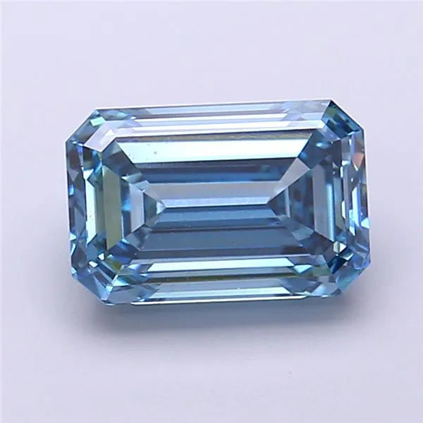 0.71ct Emerald Lab Grown Diamond (Colour Fancy Vivid Blue, Clarity VS1, Uncertified)