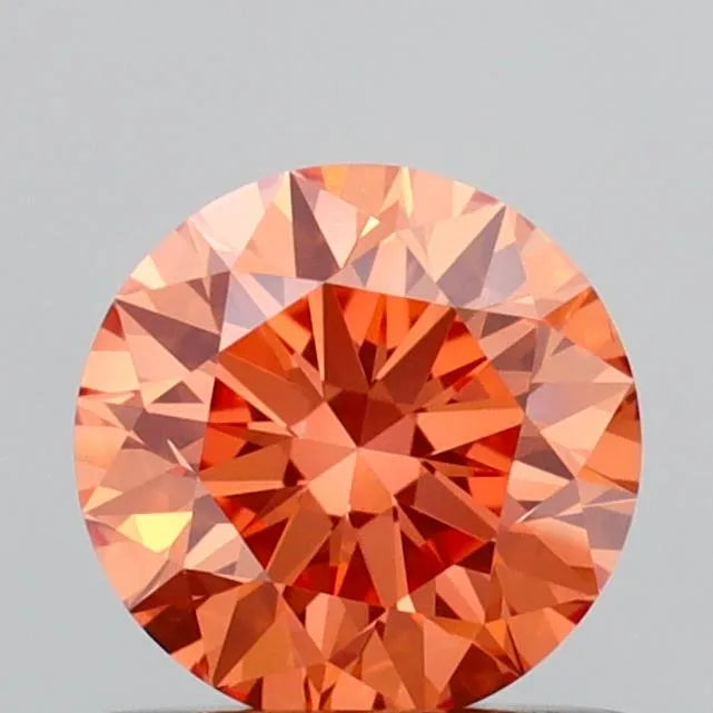 0.73ct Round Lab Grown Diamond (Colour Fancy Vivid Orange, Clarity VS1, Cut EX, Uncertified)