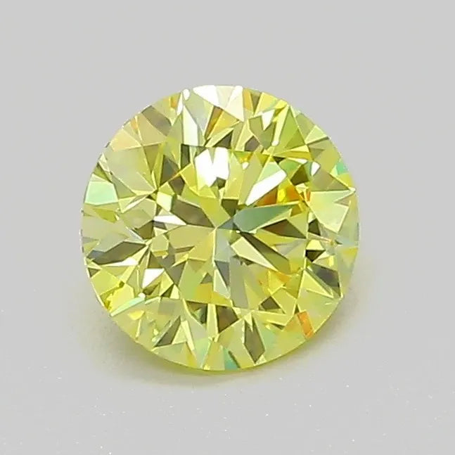 0.73ct Round Lab Grown Diamond (Colour Fancy Vivid Yellow, Clarity VVS2, Cut EX, IGI Certified)