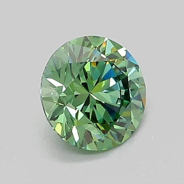0.74ct Round Lab Grown Diamond (Colour Fancy Vivid Green, Clarity VVS1, Cut EX, IGI Certified)