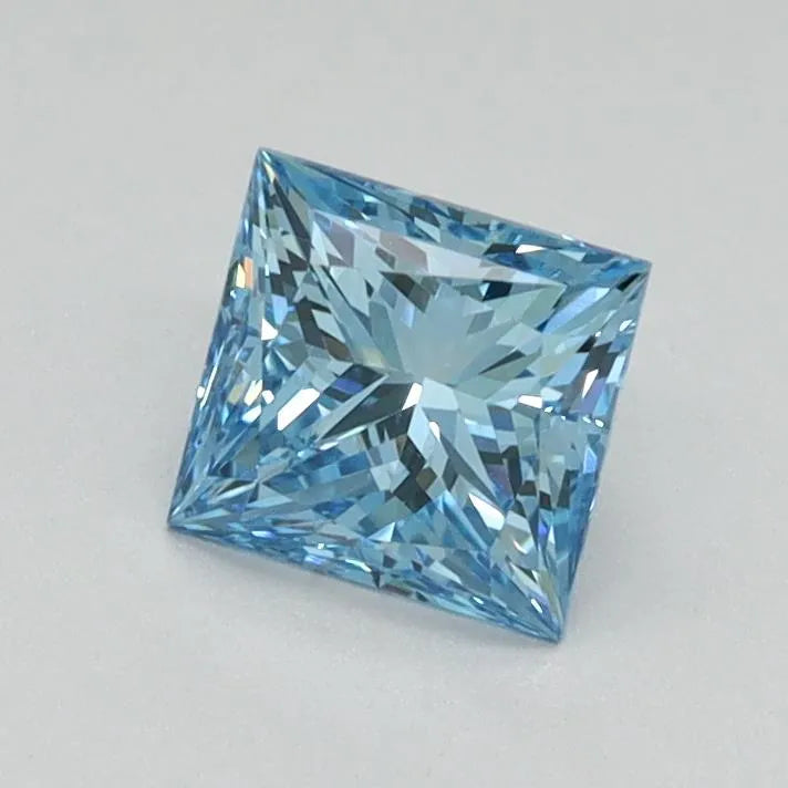 0.76ct Princess Lab Grown Diamond (Colour Fancy Vivid Blue, Clarity VVS2, IGI Certified)