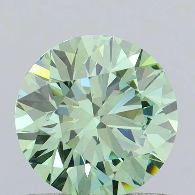 0.81ct Round Lab Grown Diamond (Colour Fancy Vivid Green, Clarity VVS1, Cut ID, IGI Certified)