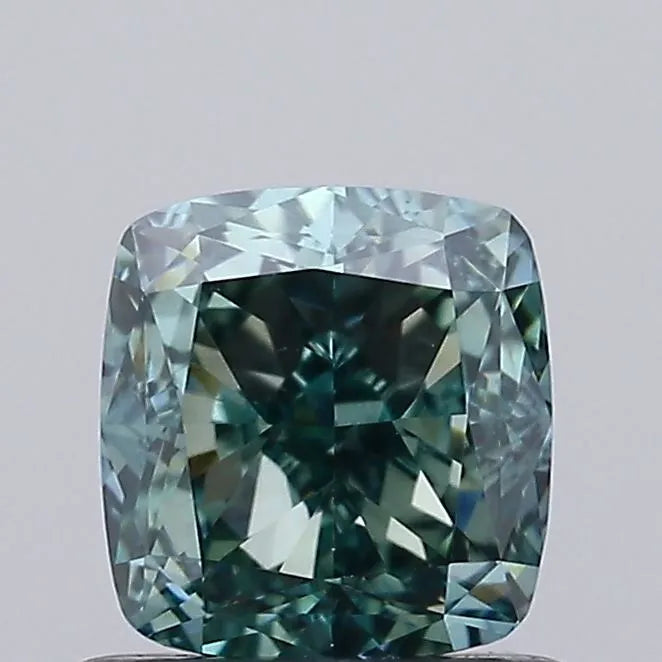 0.85ct Cushion modified Lab Grown Diamond (Colour Fancy Vivid Green, Clarity VVS2, IGI Certified)