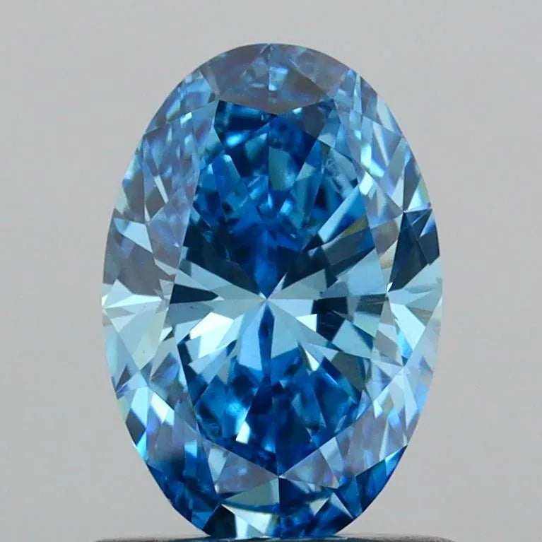0.86ct Oval Lab Grown Diamond (Colour Fancy Vivid Blue, Clarity VVS2, IGI Certified)