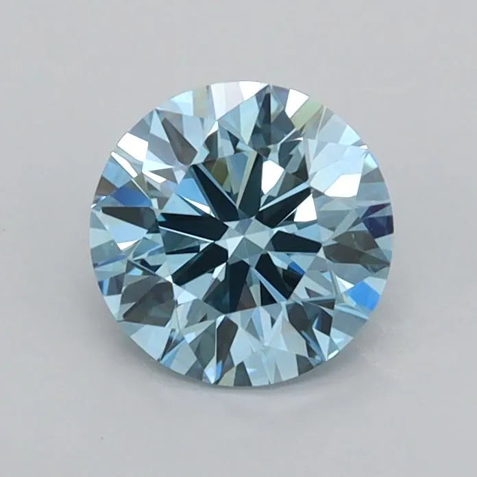 0.86ct Round Lab Grown Diamond (Colour Fancy Vivid Blue, Clarity VVS1, Cut ID, IGI Certified)