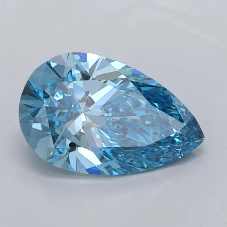 0.91ct Pear Lab Grown Diamond (Colour Fancy Vivid Blue, Clarity VVS2, IGI Certified)