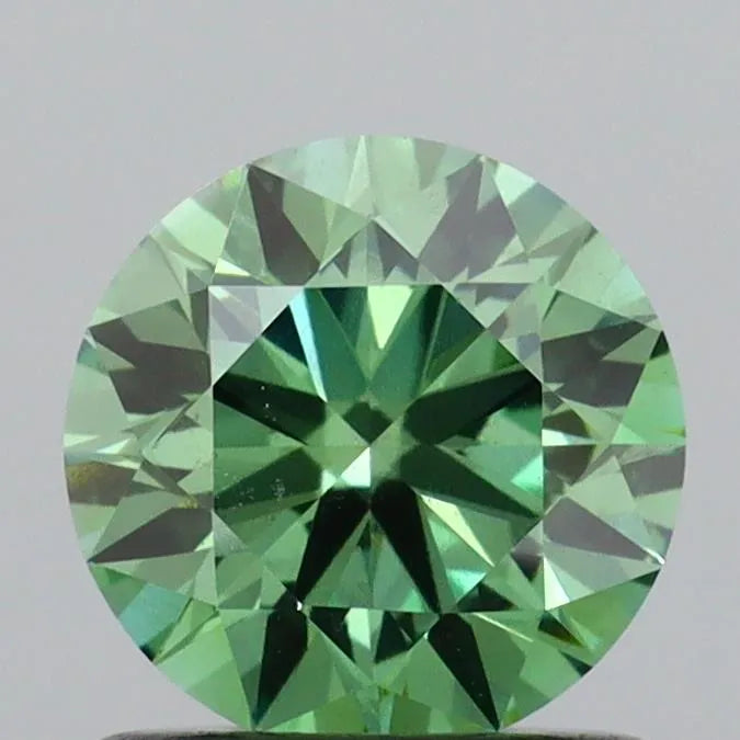 0.91ct Round Lab Grown Diamond (Colour Fancy Vivid Green, Clarity VS2, Cut ID, IGI Certified)