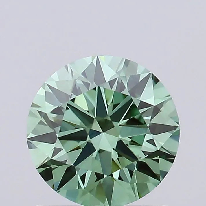 0.91ct Round Lab Grown Diamond (Colour Fancy Vivid Green, Clarity VVS2, Cut ID, IGI Certified)