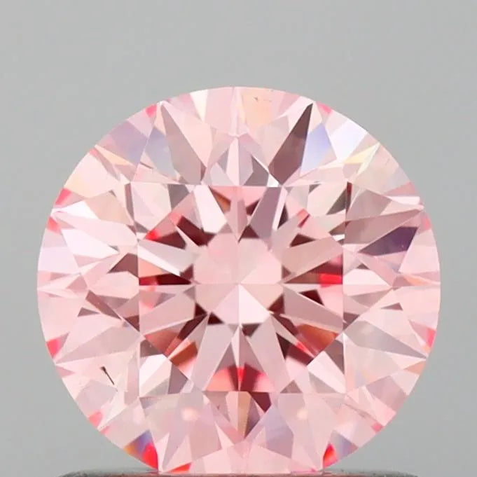 0.91ct Round Lab Grown Diamond (Colour Fancy Vivid Pink, Clarity VS1, Cut EX, IGI Certified)