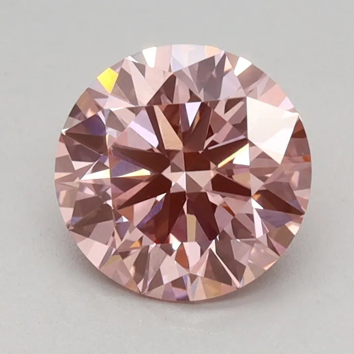 0.91ct Round Lab Grown Diamond (Colour Fancy Vivid Pink, Clarity VVS2, Cut ID, IGI Certified)