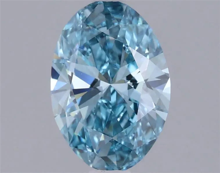 0.93ct Oval Lab Grown Diamond (Colour Fancy Vivid Blue, Clarity VVS1, IGI Certified)
