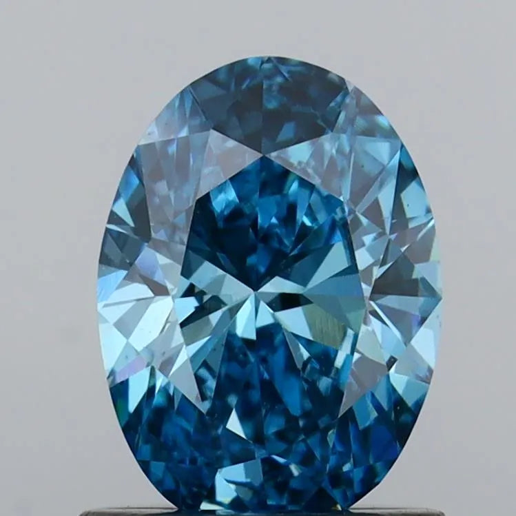0.95ct Oval Lab Grown Diamond (Colour Fancy Vivid Blue, Clarity VS1, IGI Certified)