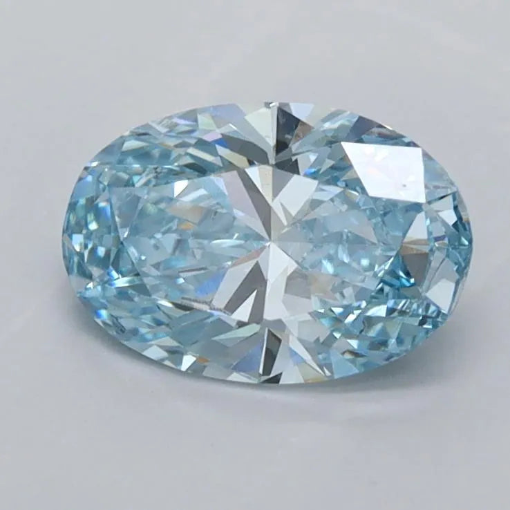 0.95ct Oval Lab Grown Diamond (Colour Fancy Vivid Blue, Clarity VVS2, IGI Certified)