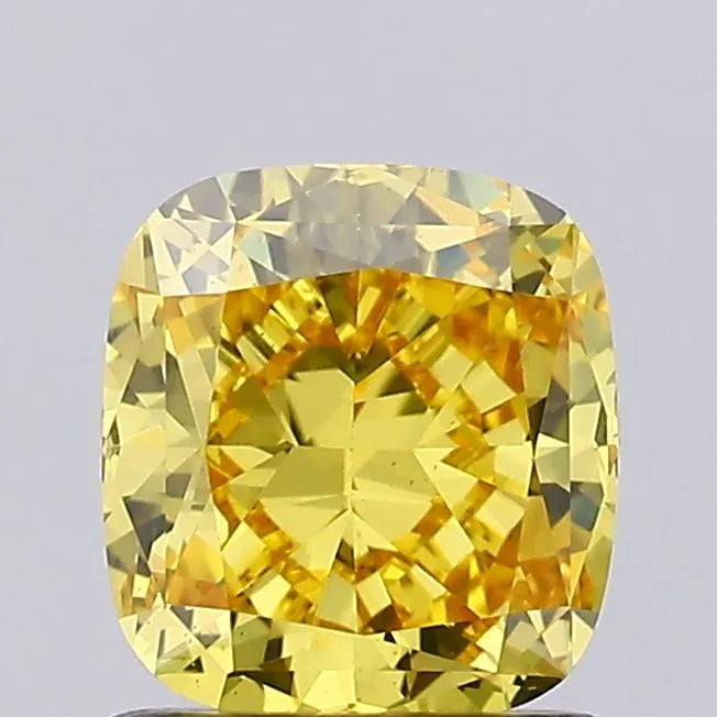 0.97ct Cushion modified Lab Grown Diamond (Colour Fancy Vivid Yellow, Clarity VS2, IGI Certified)