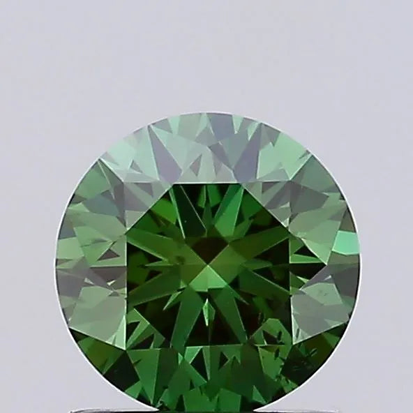 0.98ct Round Lab Grown Diamond (Colour Fancy Vivid Green, Clarity SI1, Cut EX, IGI Certified)