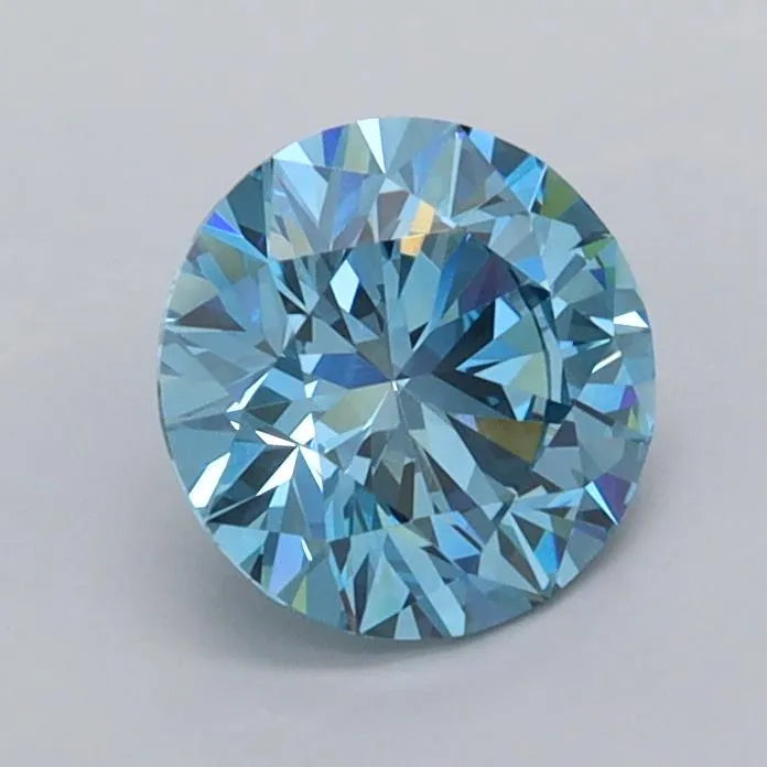 0.99ct Round Lab Grown Diamond (Colour Fancy Vivid Blue, Clarity VVS2, Cut ID, IGI Certified)