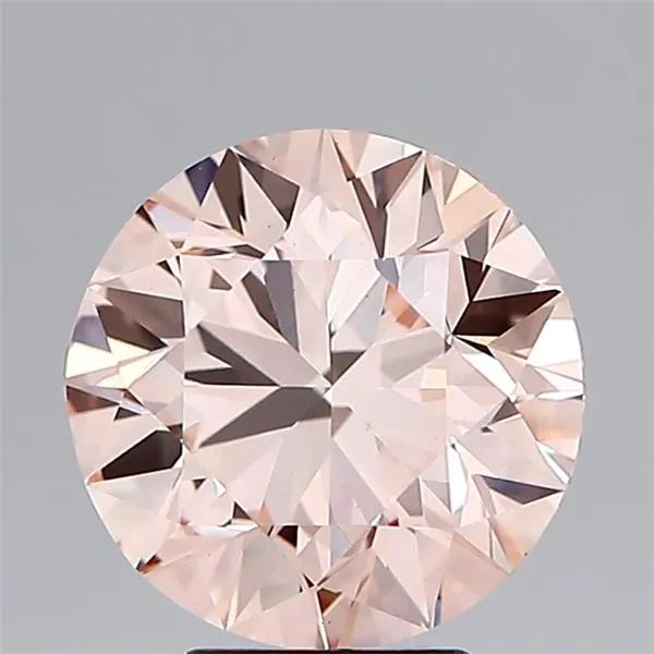 4.00ct Round Lab Grown Diamond (Colour Fancy Light Orangey Pink, Clarity VS1, Cut ID, IGI Certified)