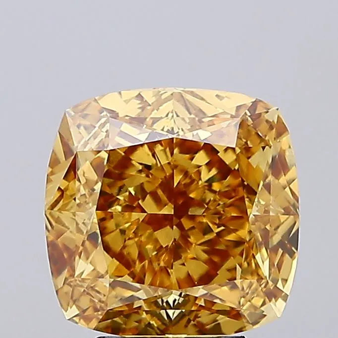5.15ct Cushion modified Lab Grown Diamond (Colour Fancy Vivid Brown Yellow, Clarity VVS2, IGI Certified)