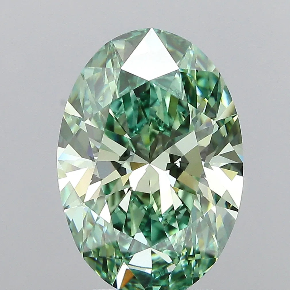 3.87ct Oval Lab Grown Diamond (Colour Fancy Vivid Green, Clarity VVS1, IGI Certified)