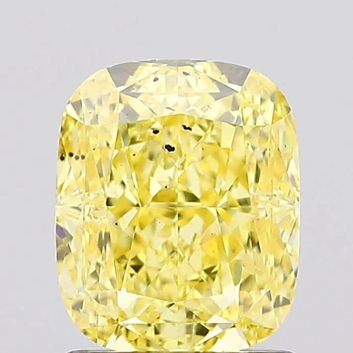 1.51ct Cushion modified Lab Grown Diamond (Colour Fancy Vivid Yellow, Clarity SI1, IGI Certified)
