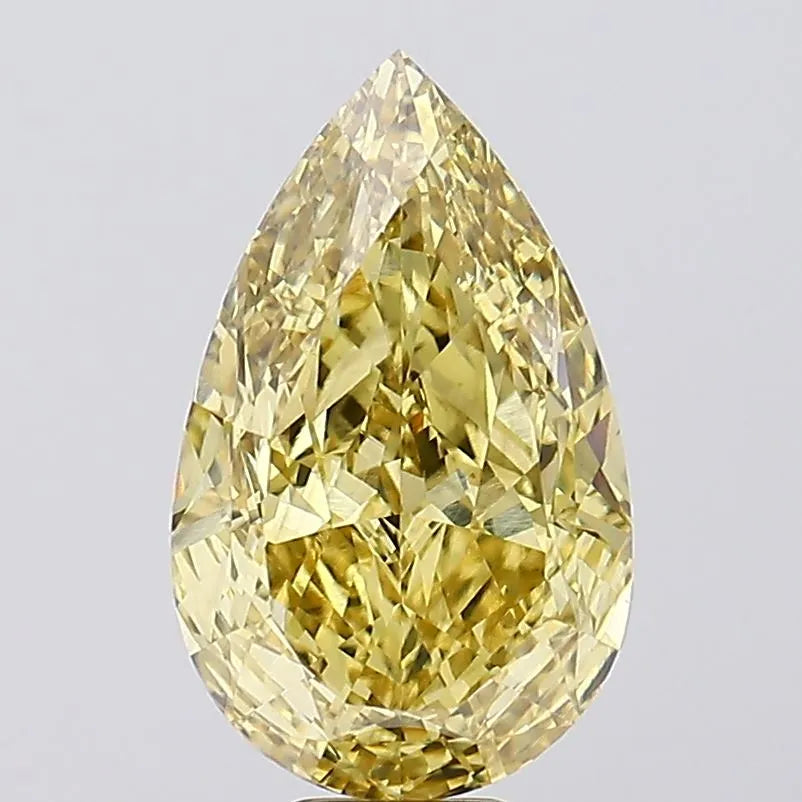 12.19ct Pear Lab Grown Diamond (Colour Fancy Vivid Yellow, Clarity VS2, IGI Certified)