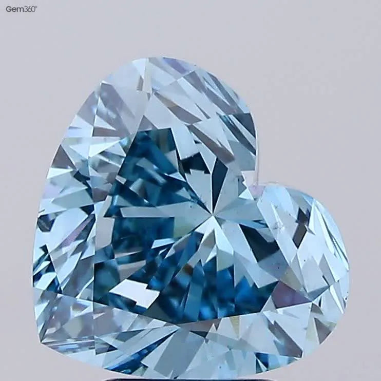 3.86ct Heart Lab Grown Diamond (Colour Fancy Vivid Blue, Clarity VS2, IGI Certified)