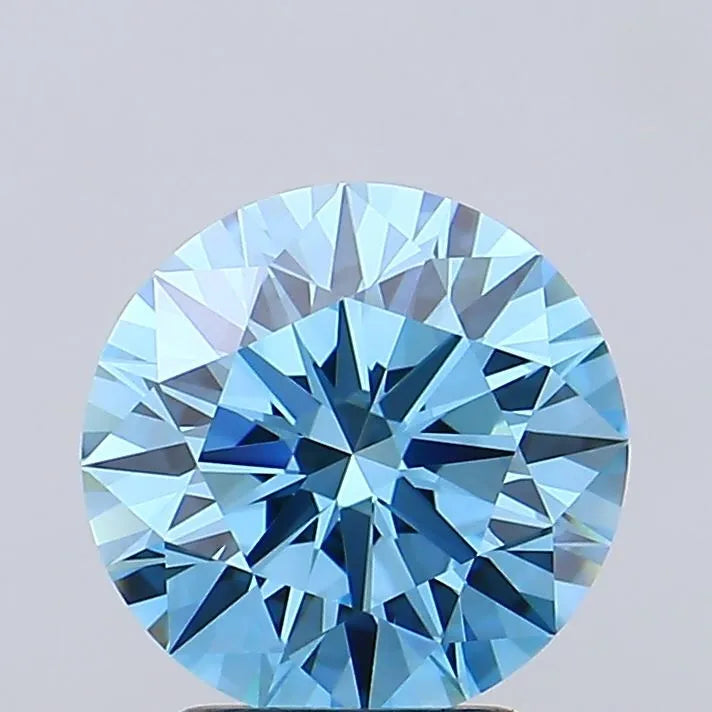 2.50ct Round Lab Grown Diamond (Colour Fancy Vivid Blue, Clarity VVS2, Cut ID, IGI Certified)