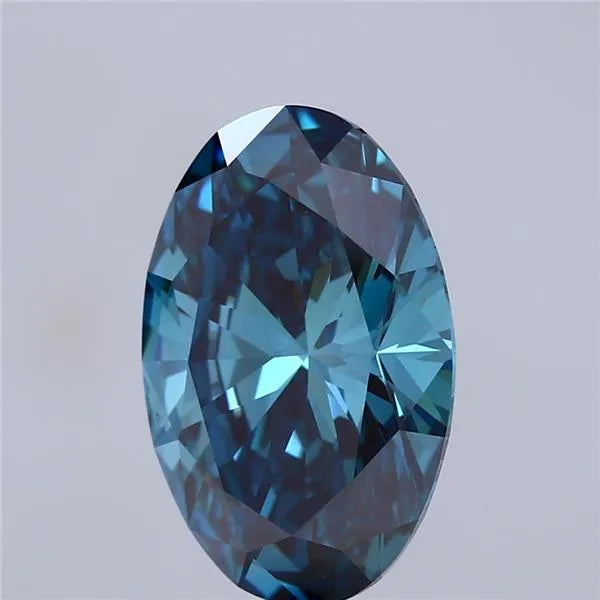 3.42ct Oval Lab Grown Diamond (Colour Fancy Deep Green Blue, Clarity VS1, IGI Certified)