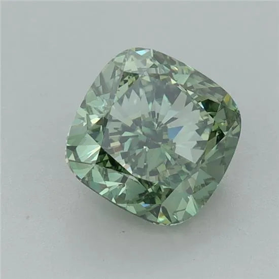 1.53ct Cushion brilliant Lab Grown Diamond (Colour Fancy Vivid Green, Clarity VVS2, IGI Certified)