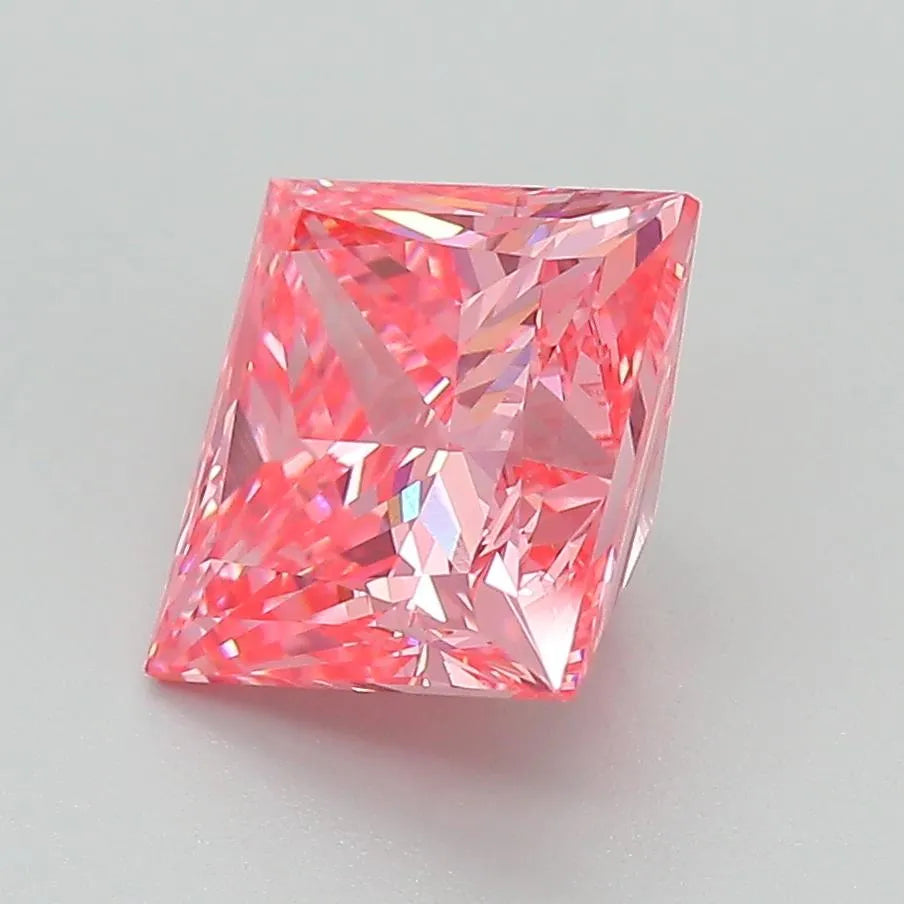 2.60ct Princess Lab Grown Diamond (Colour Fancy Vivid Pink, Clarity VS1, IGI Certified)